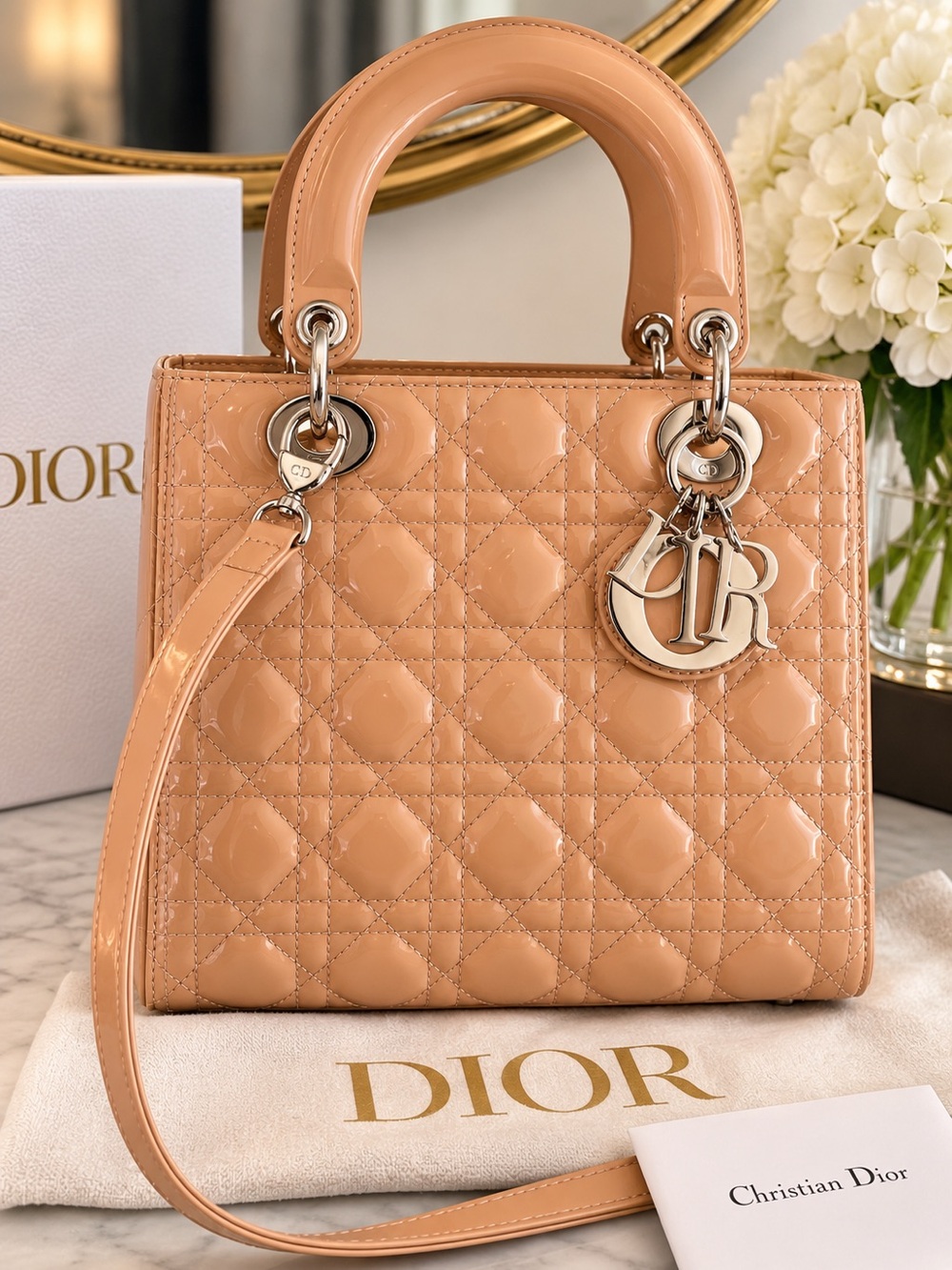 Christian Dior | Lady Dior Cannage Patent Leather Bag